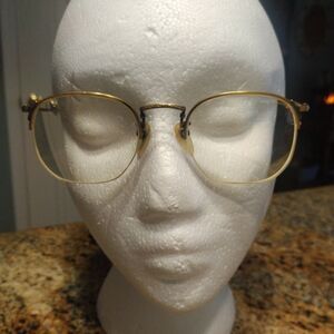 EYEVAN - E 39 Tag Eyeglasses Half Frame Gold Plated Clear Oval Lens